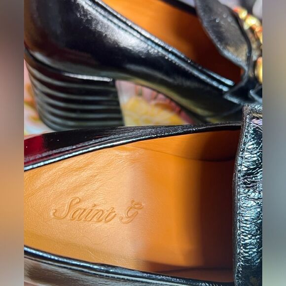 Saint G  VERA BLACK LEATHER HANDCRAFTED SHOES/ size 39 - Picture 8 of 11